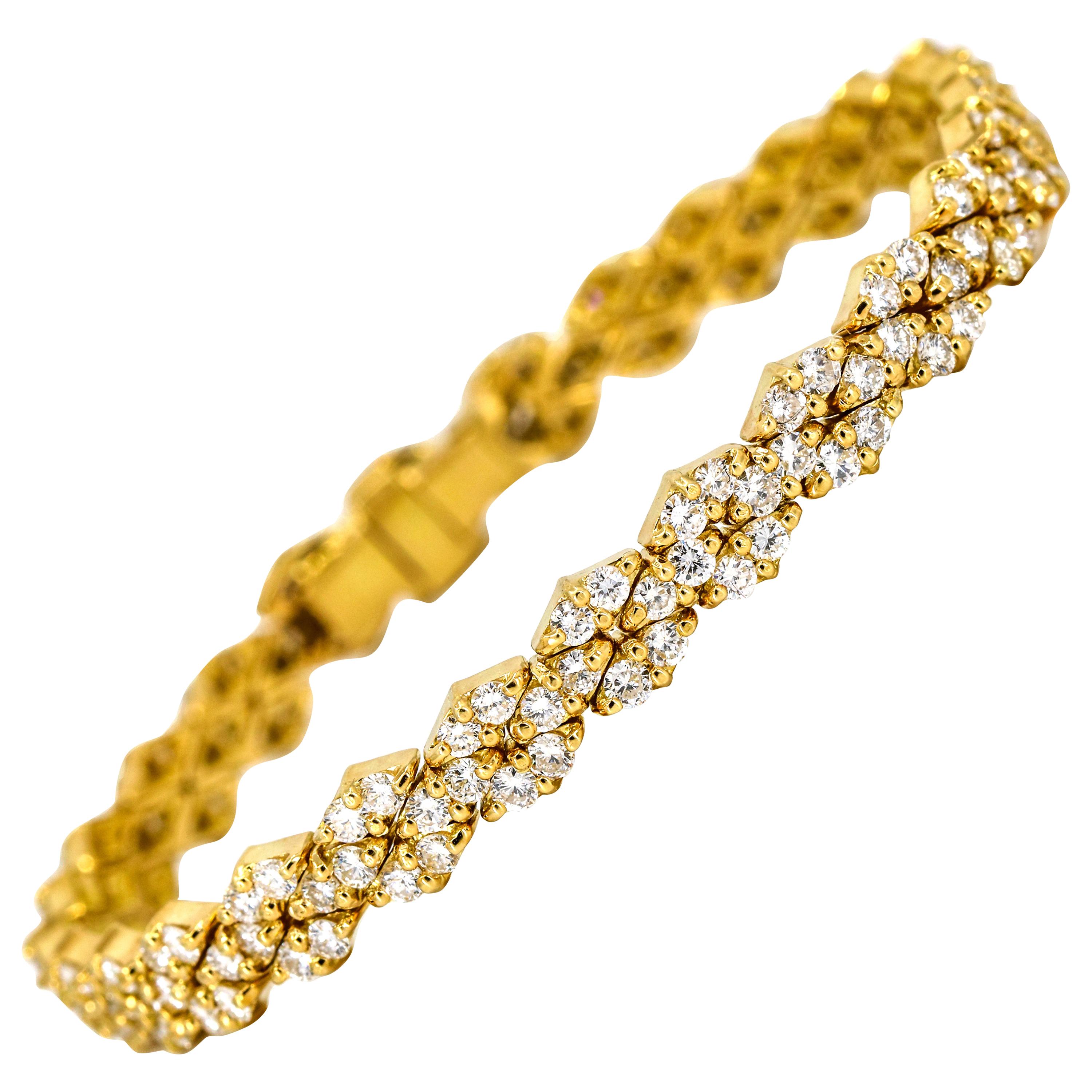 Hammerman Brothers 3.50 Carat 18k Yellow Gold Diamond Tennis Bracelet For Sale