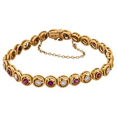 Hammerman Brothers 4,20 Karat Diamant und Rubin 14k Gelbgold Armband