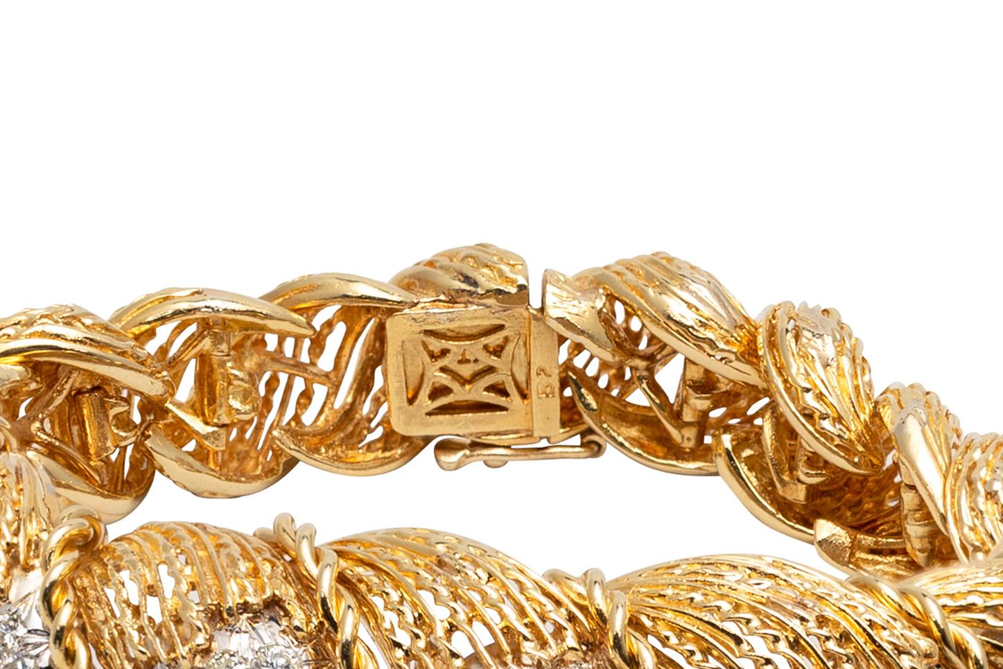Hammerman Brothers 6.50 Carat Diamond Semi-Flexible Bracelet in Yellow Gold 2