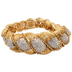 Hammerman Brothers 6.50 Carat Diamond Semi-Flexible Bracelet in Yellow Gold