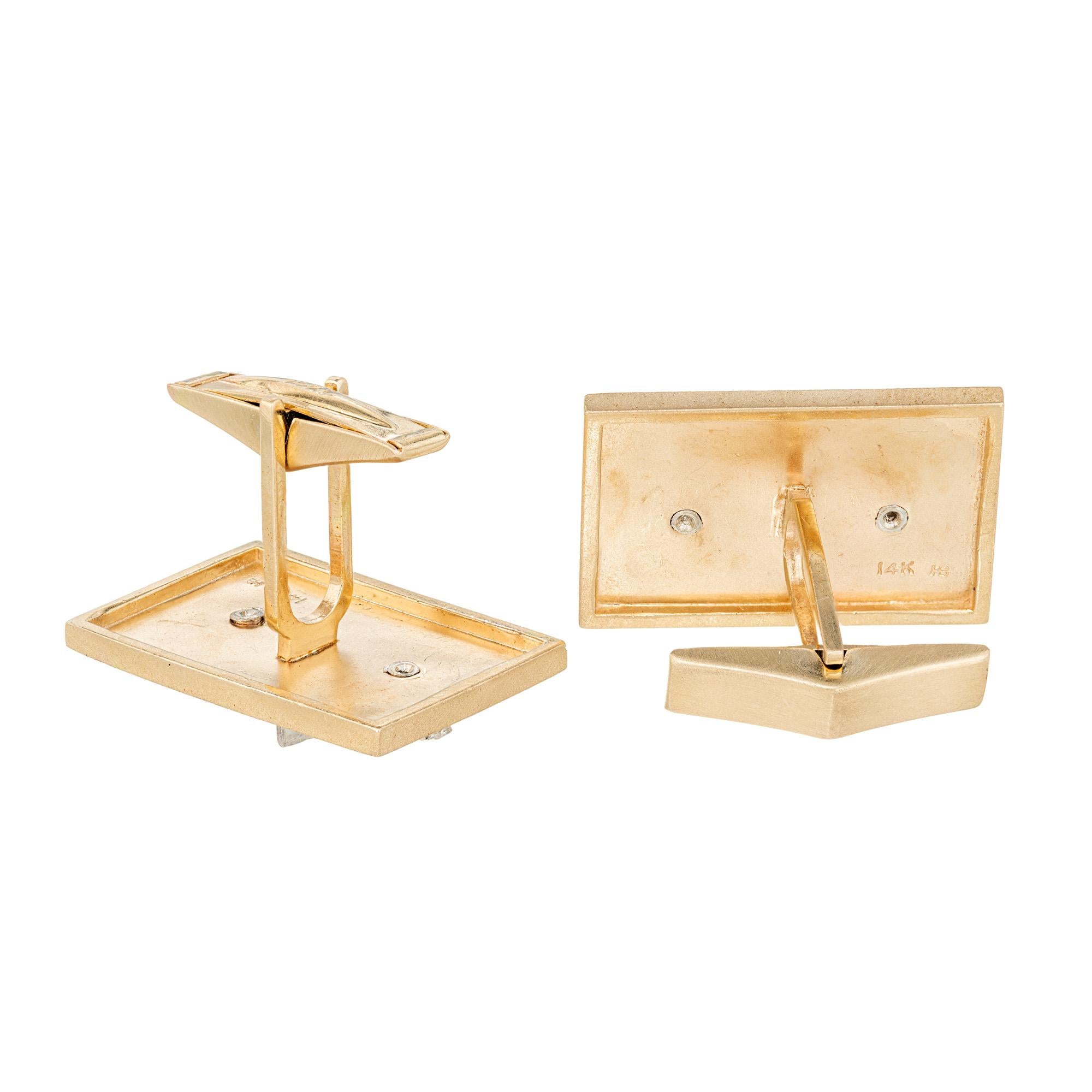 Hammerman Brothers .82 Carat Diamond Gold Automobile Cufflinks In Good Condition For Sale In Stamford, CT