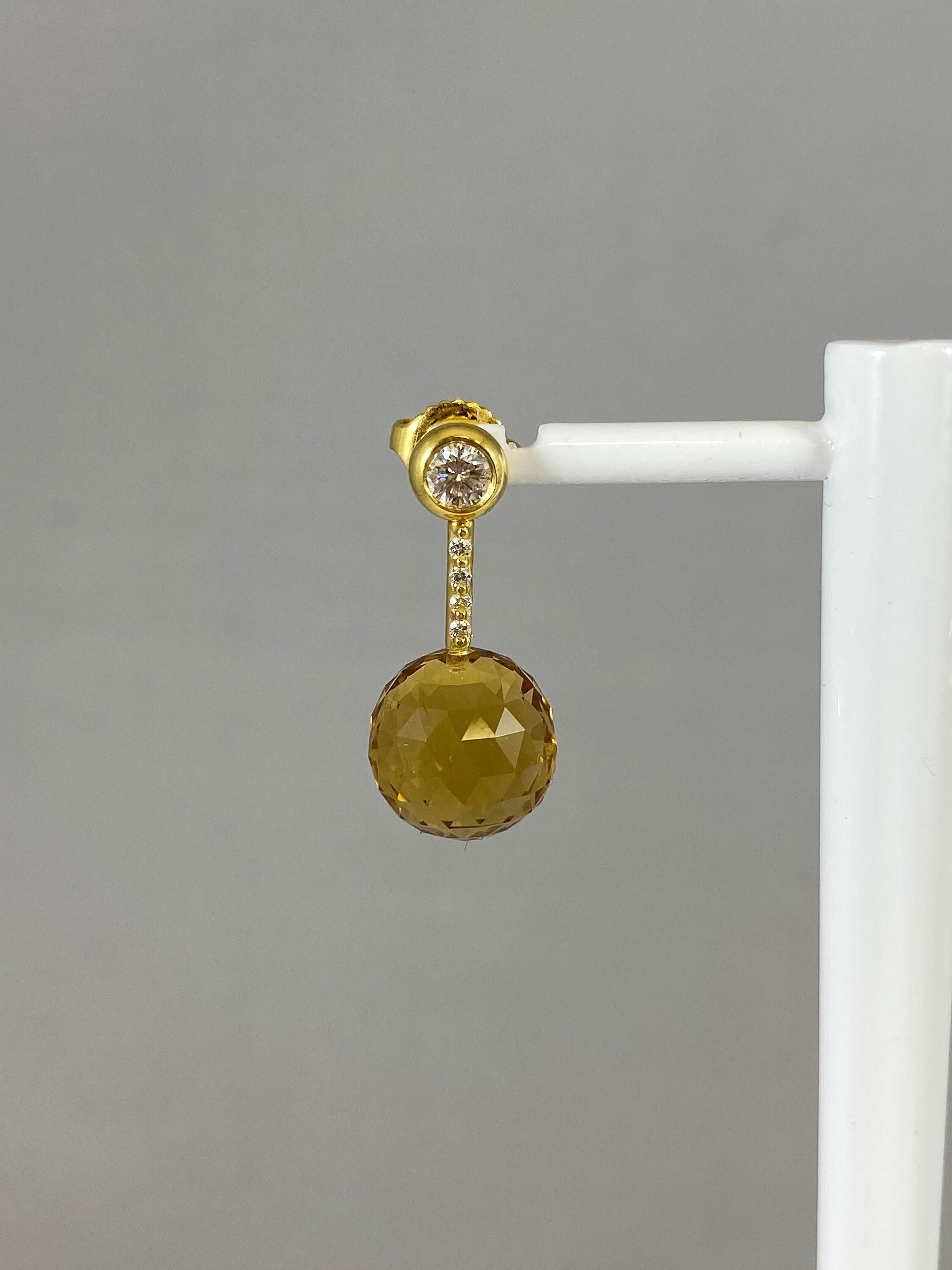 Round Cut Hammerman Brothers Citrine and Diamond Earrings For Sale
