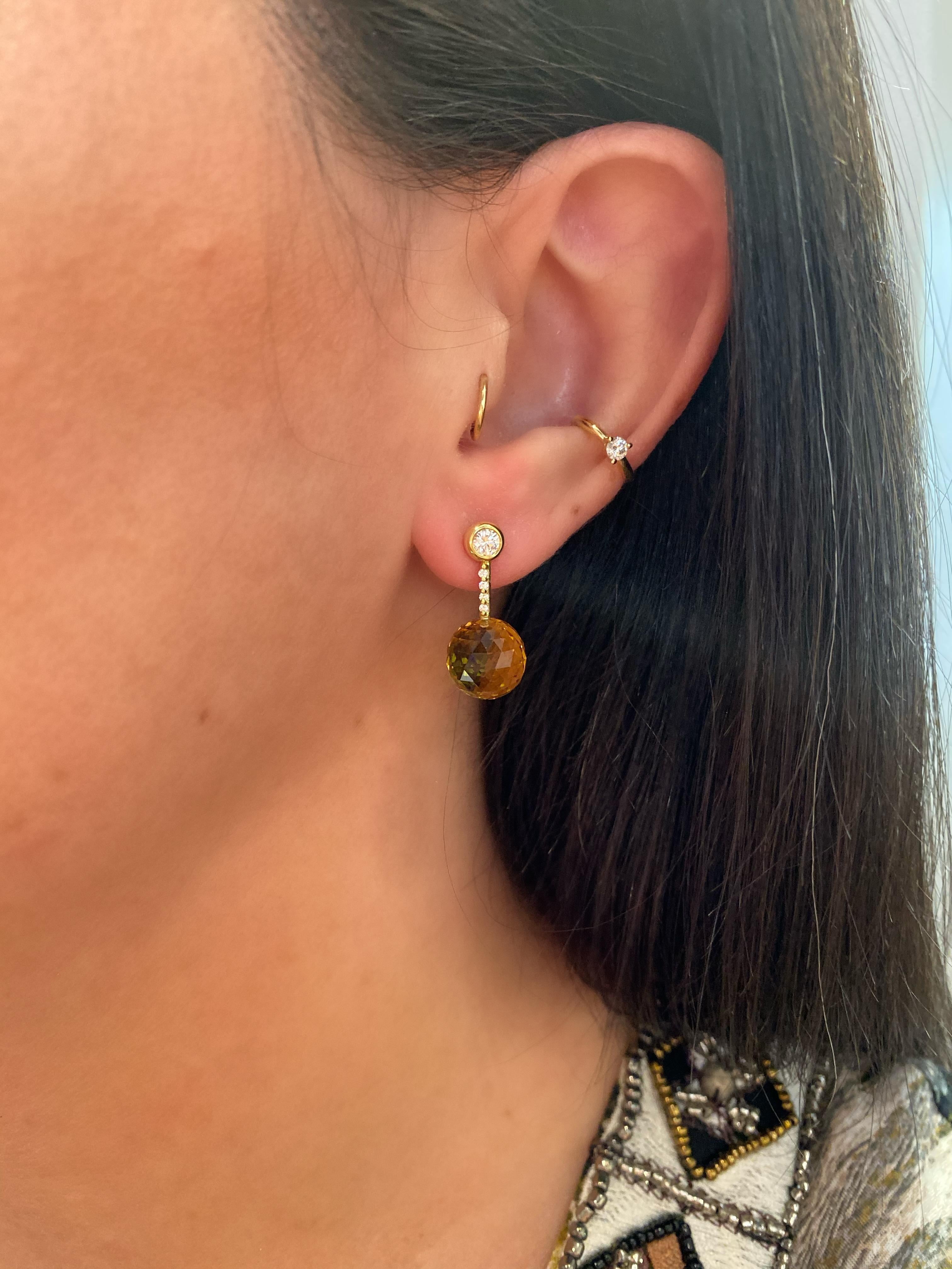 Hammerman Brothers Citrine and Diamond Earrings In New Condition For Sale In New York, NY