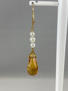 Hammerman Brothers Citrine, Pearl, and Diamond Dangle Earrings