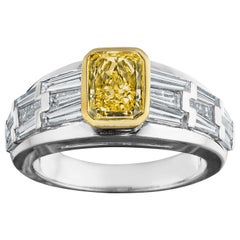 Hammerman Brothers Deco Inspired Fancy Intense Yellow Diamond Ring