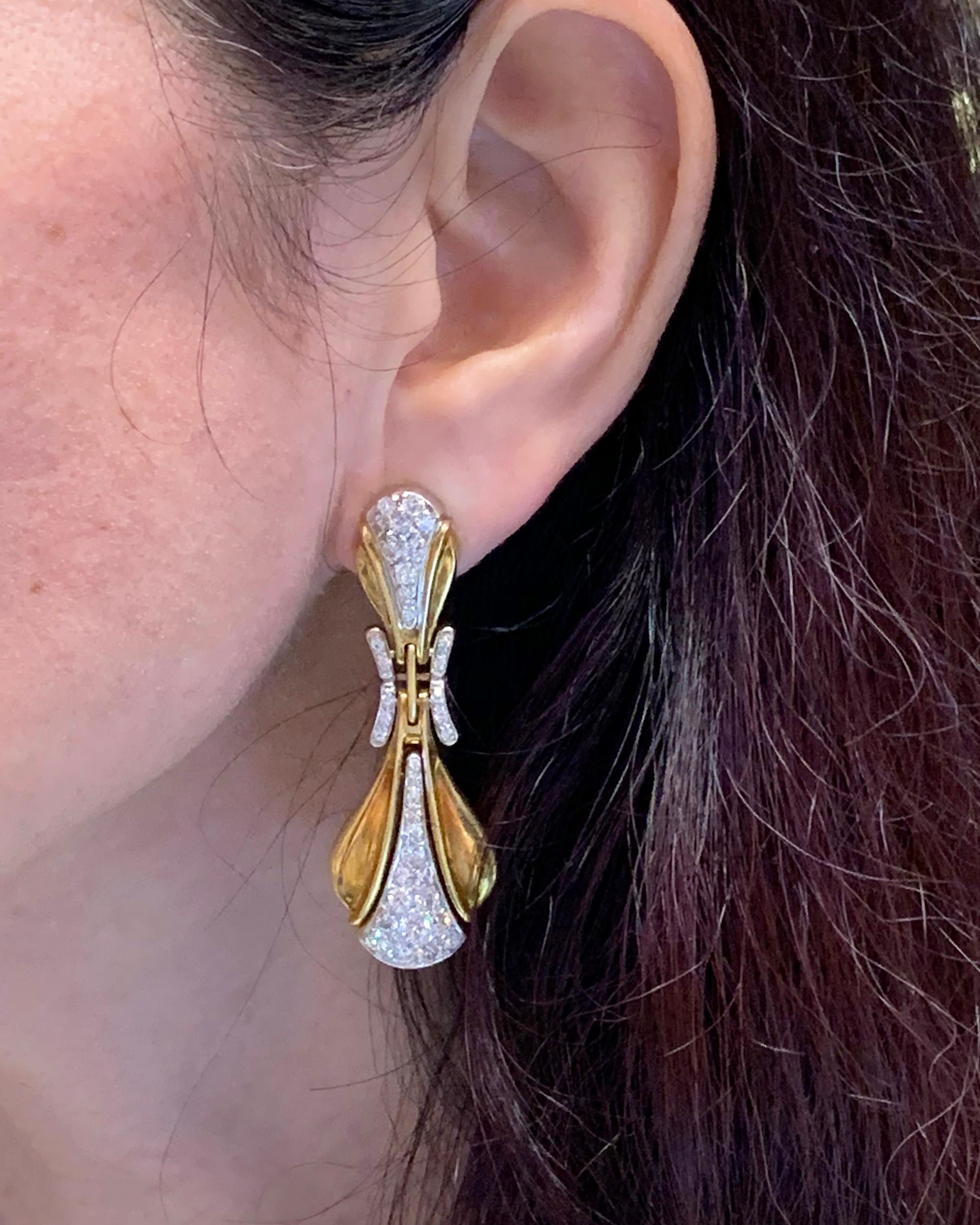 Women's Hammerman Brothers Diamond 18 Karat Two-Tone Gold Earrings