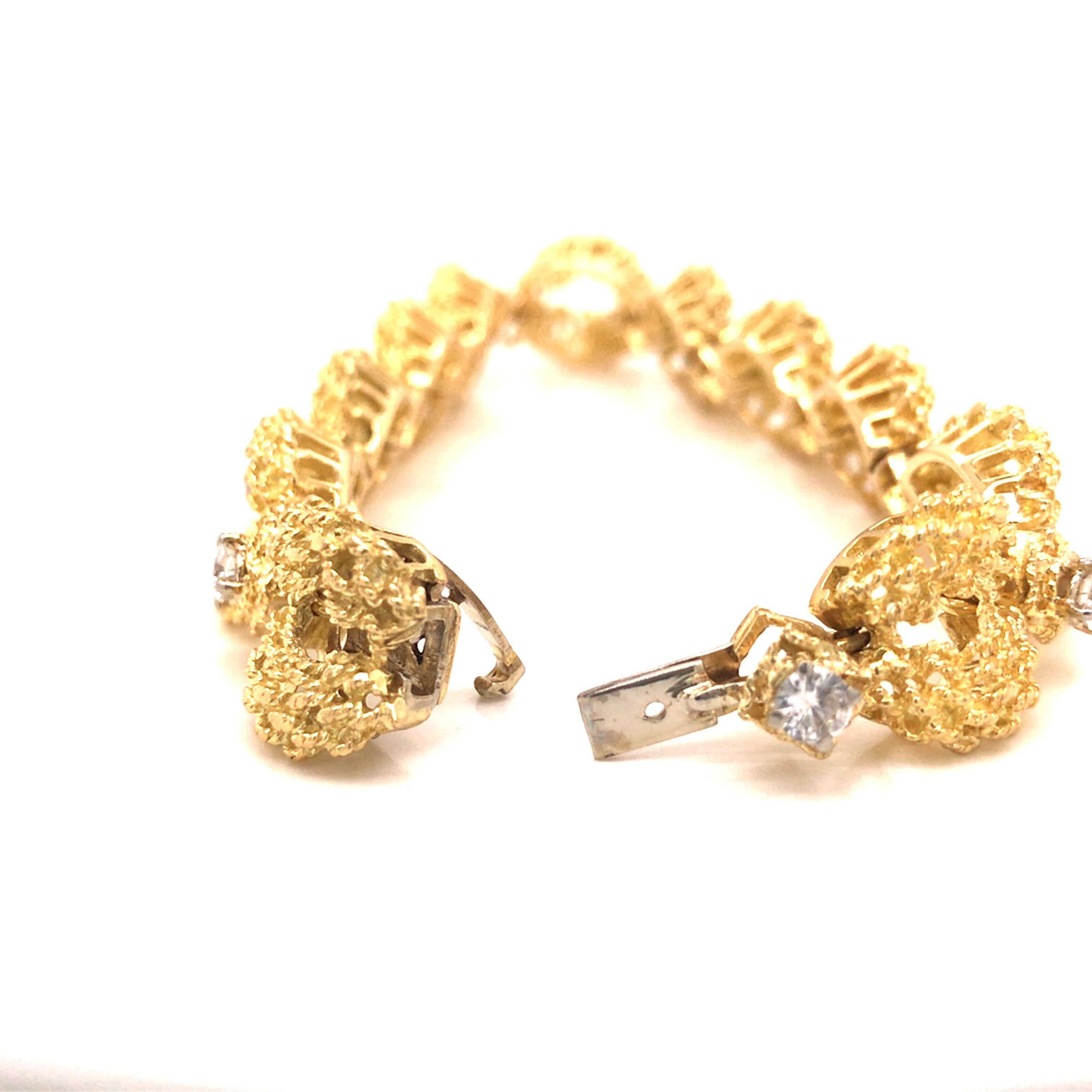 Round Cut Hammerman Brothers Diamond 18K Yellow Gold Woven Link Bracelet