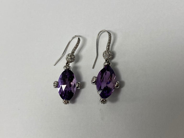 Hammerman Brothers Diamond and Amethyst Earrings For Sale at 1stDibs