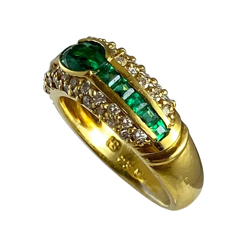 Hammerman Brothers Diamond and Emerald Band For Sale