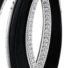 Hammerman Brothers Diamond and Jet Hoop Earrings