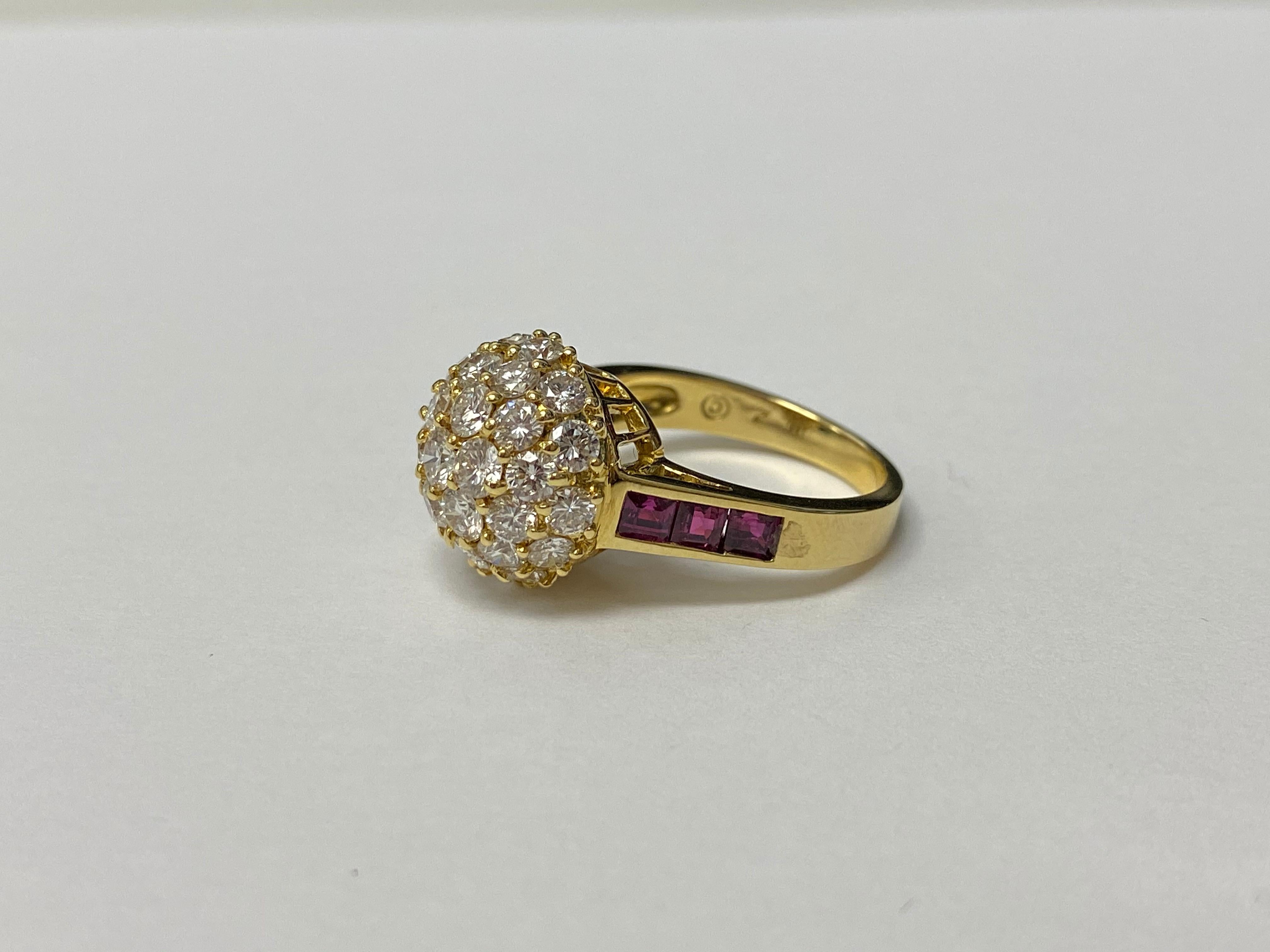 Round Cut Hammerman Brothers Diamond and Ruby Dome Ring For Sale