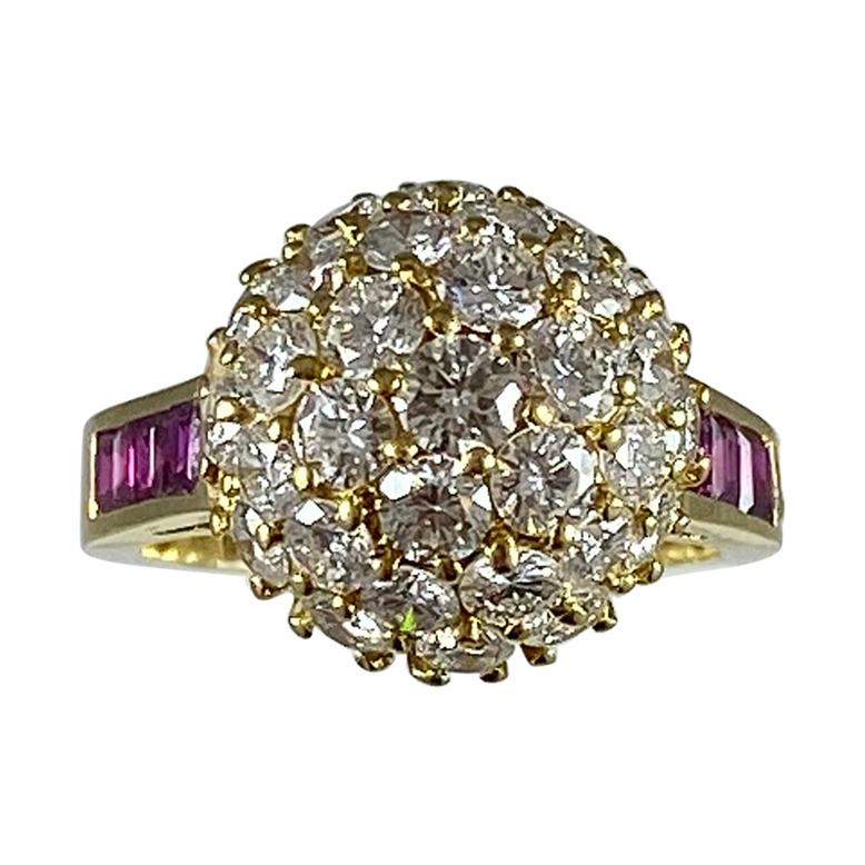 Hammerman Brothers Diamond and Ruby Dome Ring For Sale