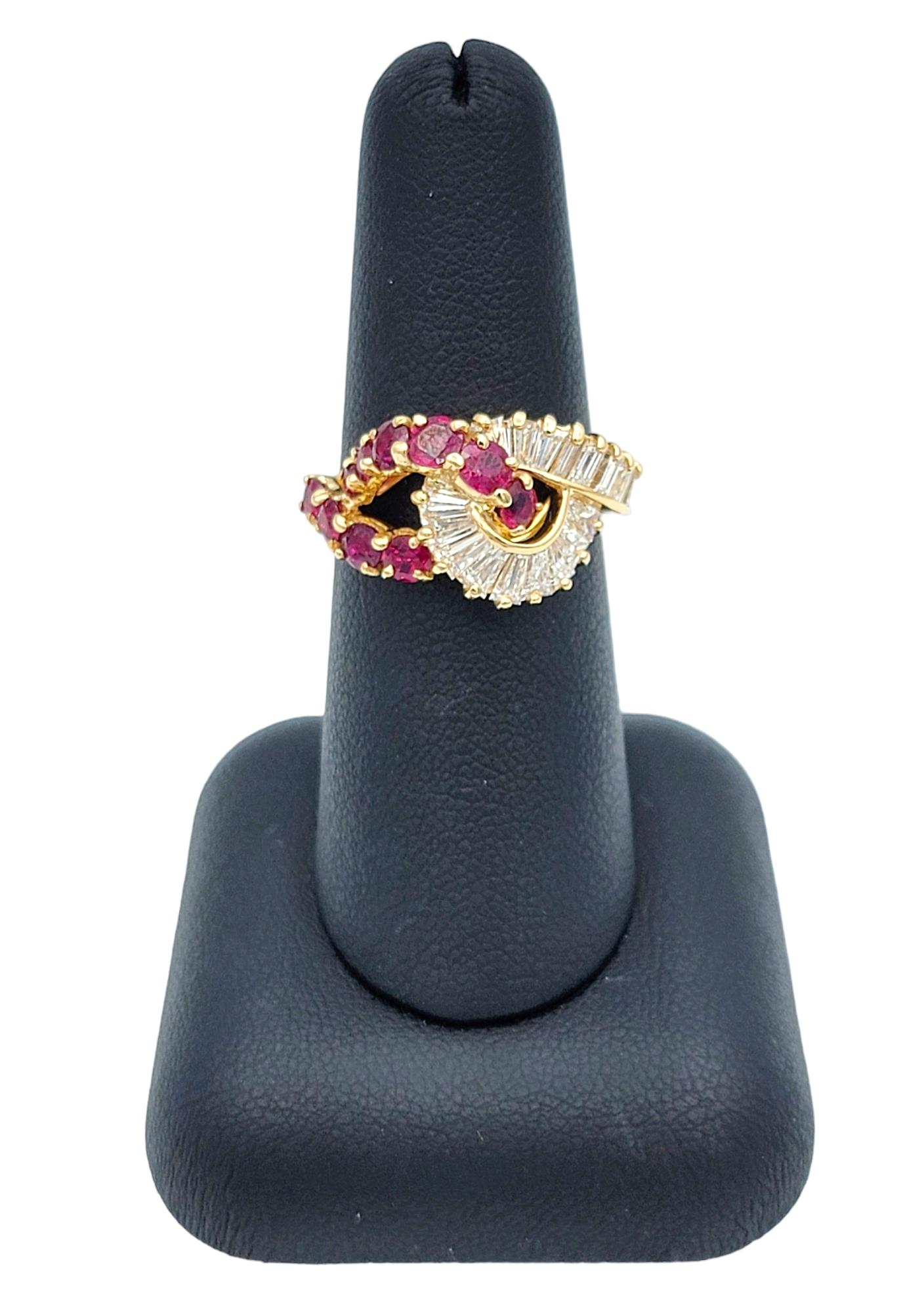 Hammerman Brothers Diamond and Ruby Infinity Style Ring in 18 Karat Yellow Gold For Sale 5