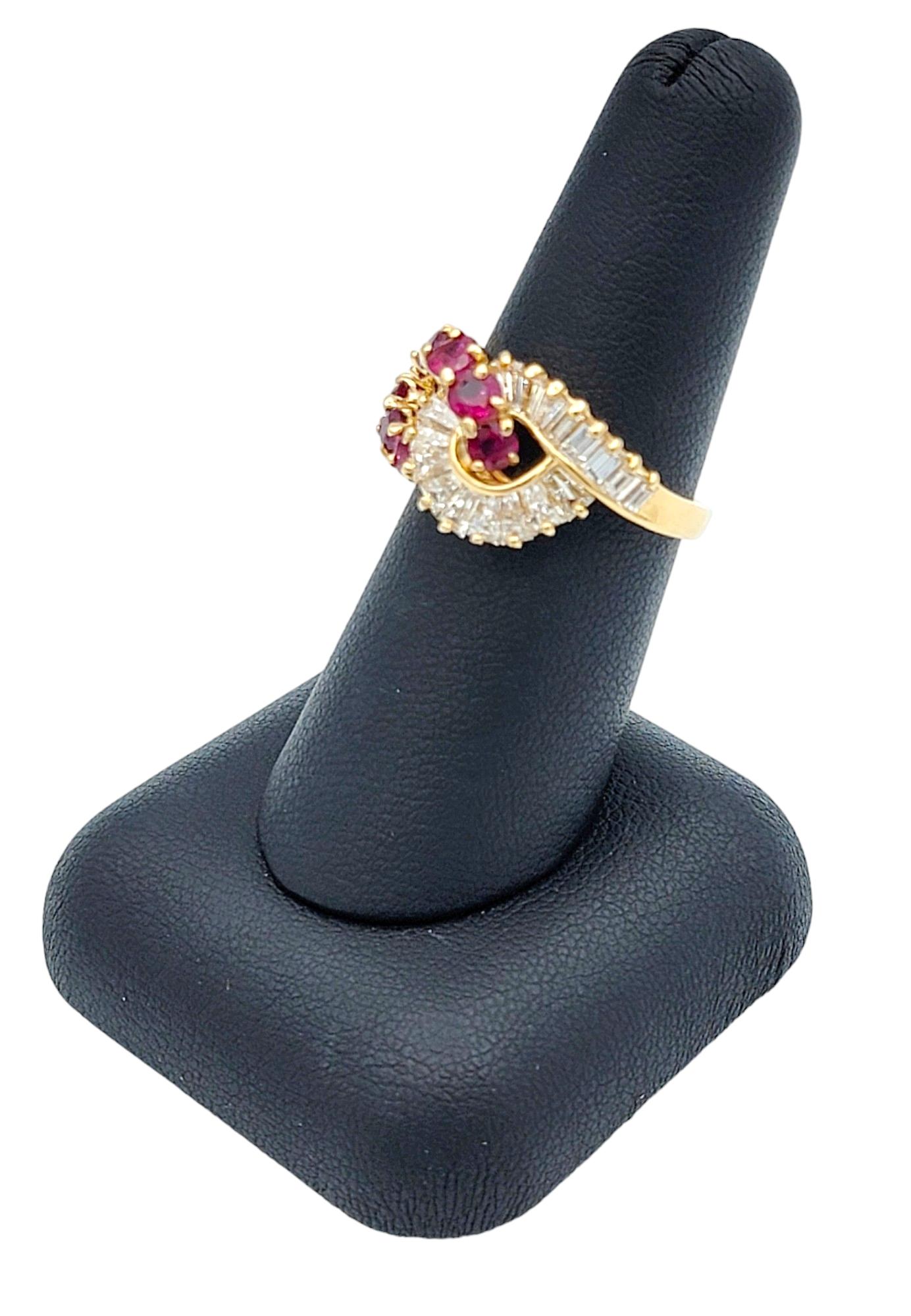 Hammerman Brothers Diamond and Ruby Infinity Style Ring in 18 Karat Yellow Gold For Sale 6