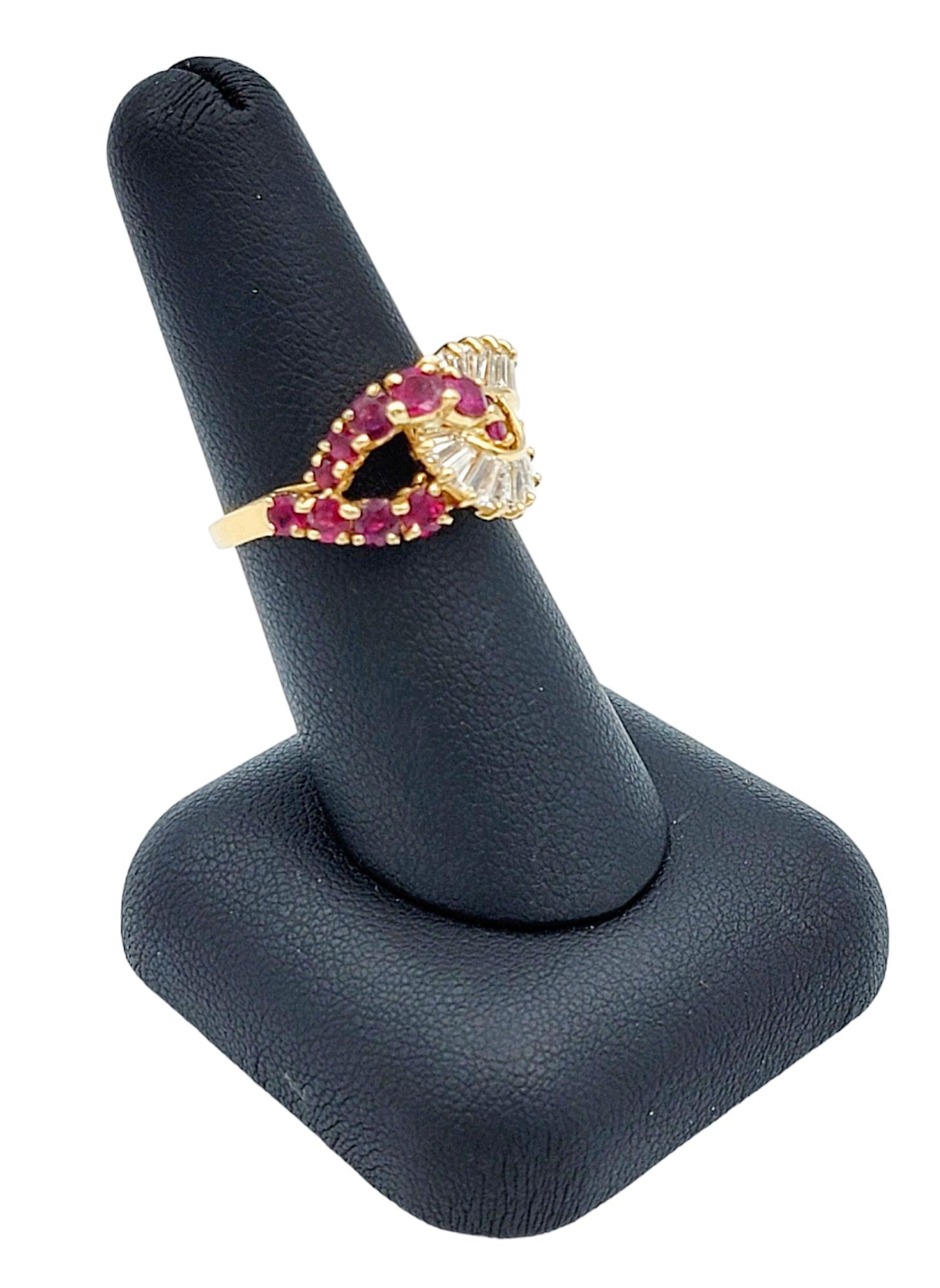 Hammerman Brothers Diamond and Ruby Infinity Style Ring in 18 Karat Yellow Gold For Sale 7