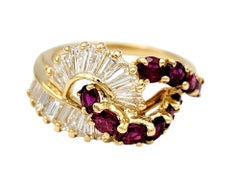 Hammerman Brothers Diamond and Ruby Infinity Style Ring in 18 Karat Yellow Gold