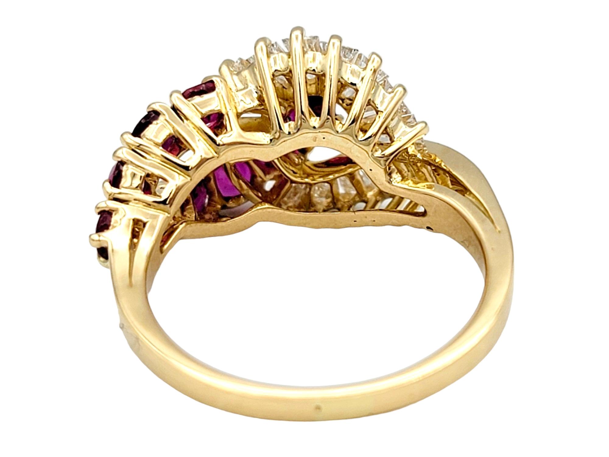 Women's Hammerman Brothers Diamond and Ruby Infinity Style Ring in 18 Karat Yellow Gold For Sale