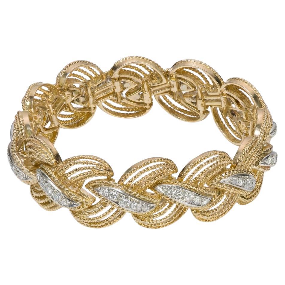 Hammerman Brothers Diamond Bracelet in 18K Yellow Gold For Sale