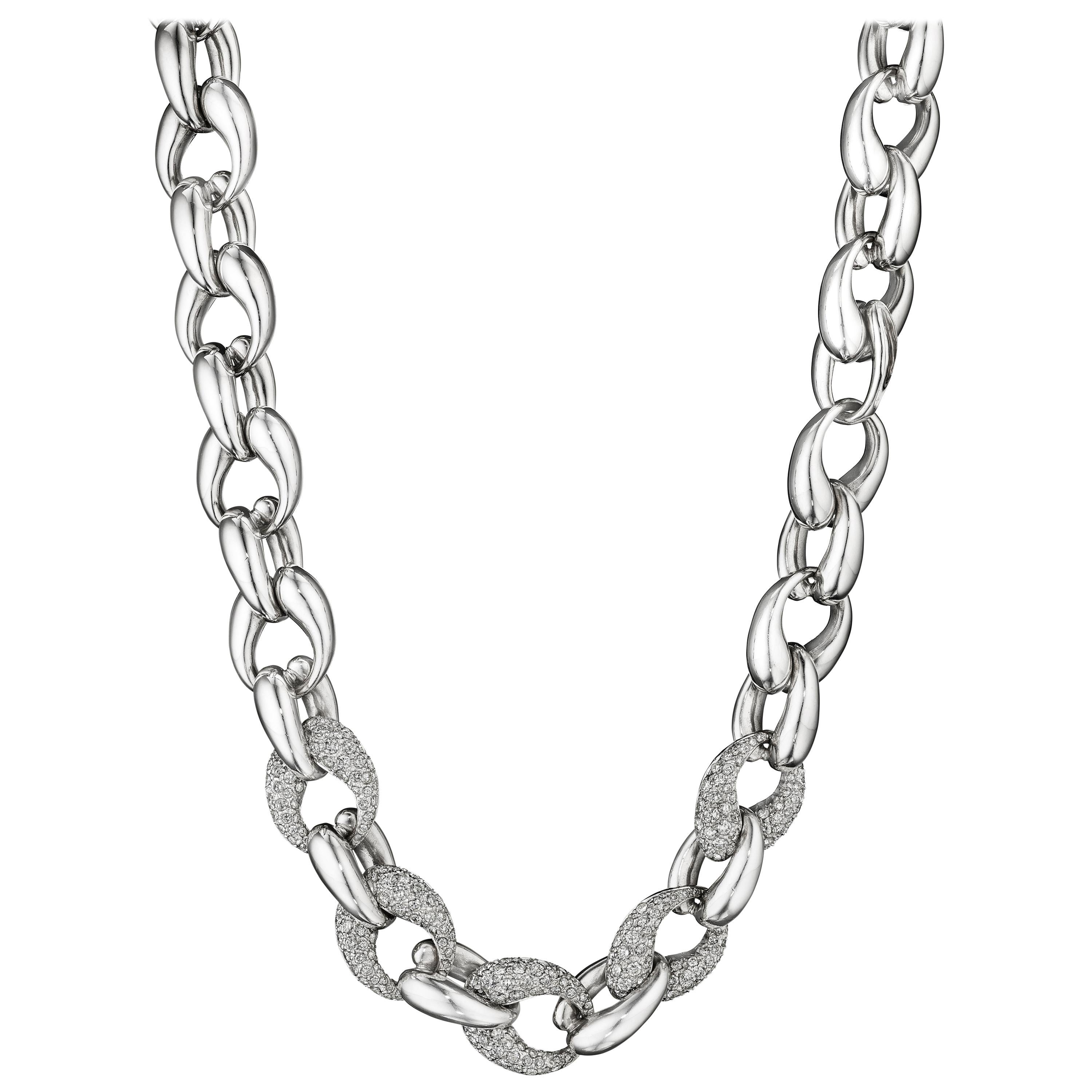Hammerman Brothers Diamond Chain Link Necklace For Sale