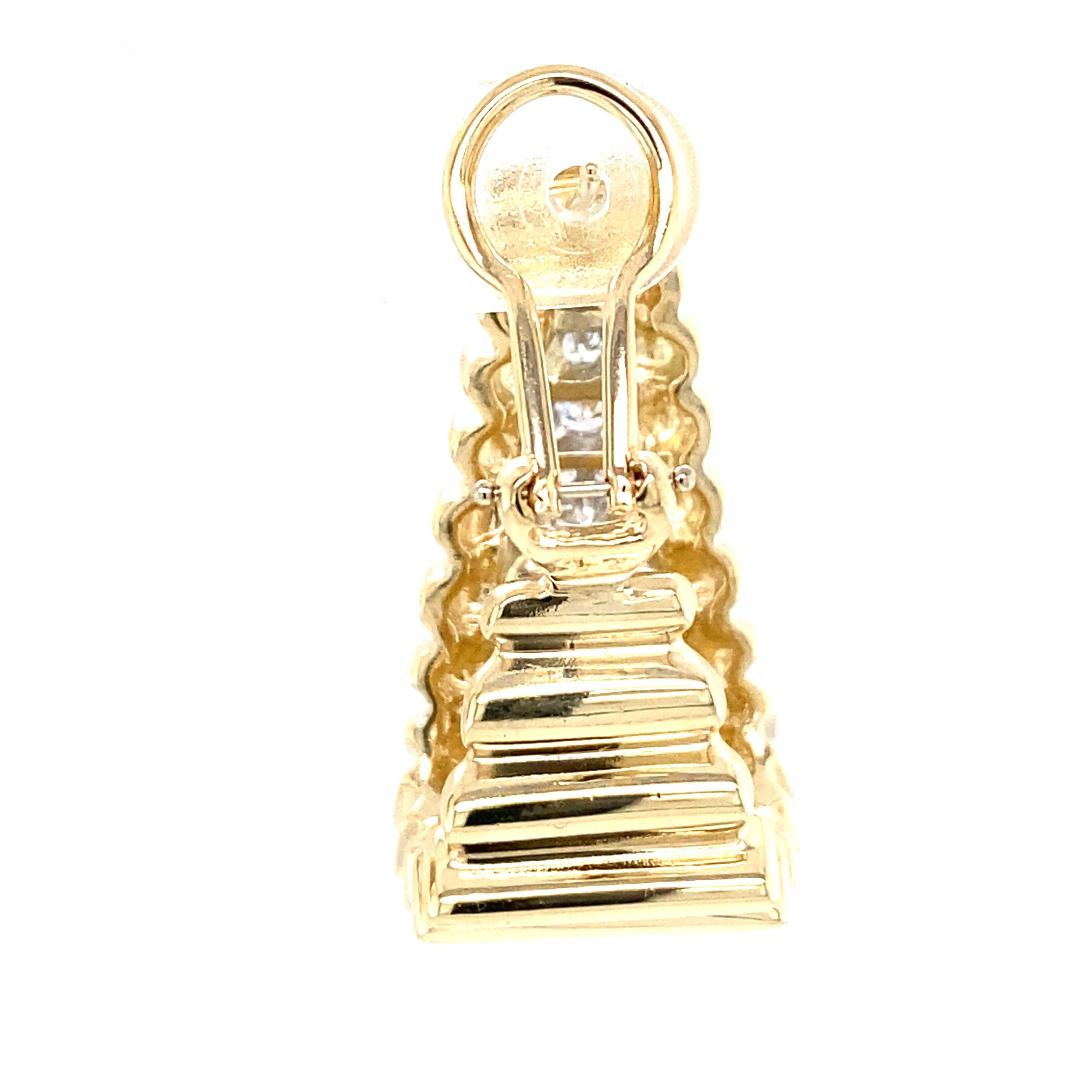 Women's Hammerman Brothers Diamond Elongated Hoop 14k Two-Tone Gold Earring