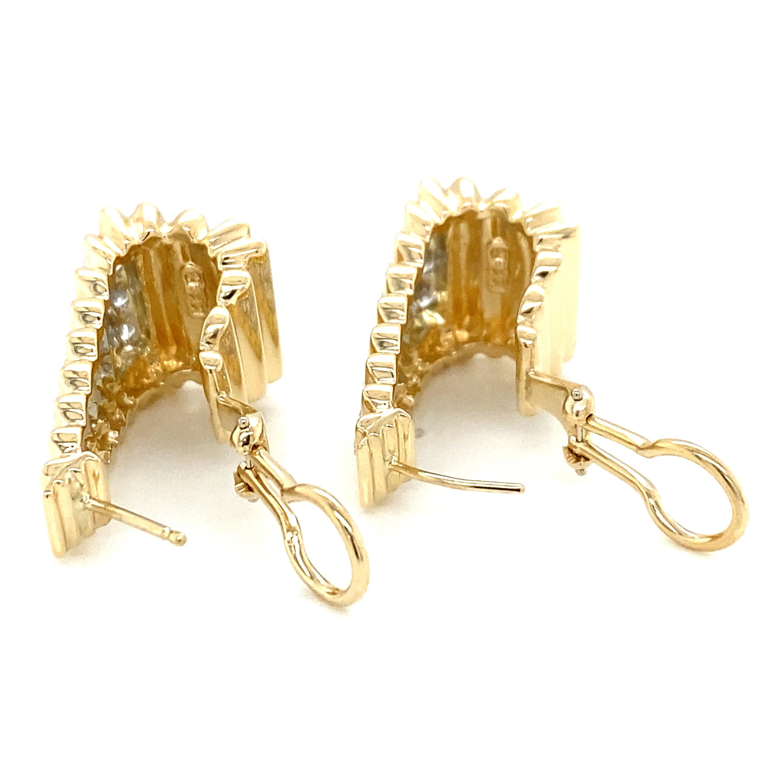 Hammerman Brothers Diamond Elongated Hoop 14k Two-Tone Gold Earring 1