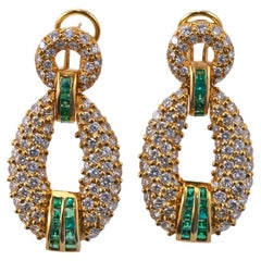 Hammerman Brothers Diamond Emerald Gold Earrings