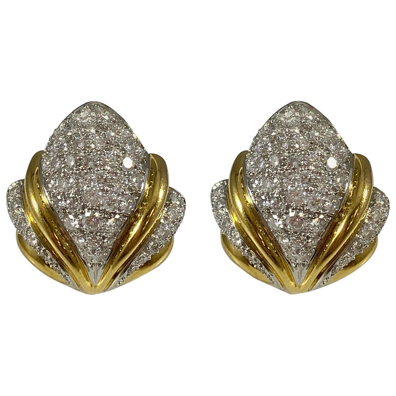 Hammerman Brothers Diamond Fleur de Lis Earrings For Sale