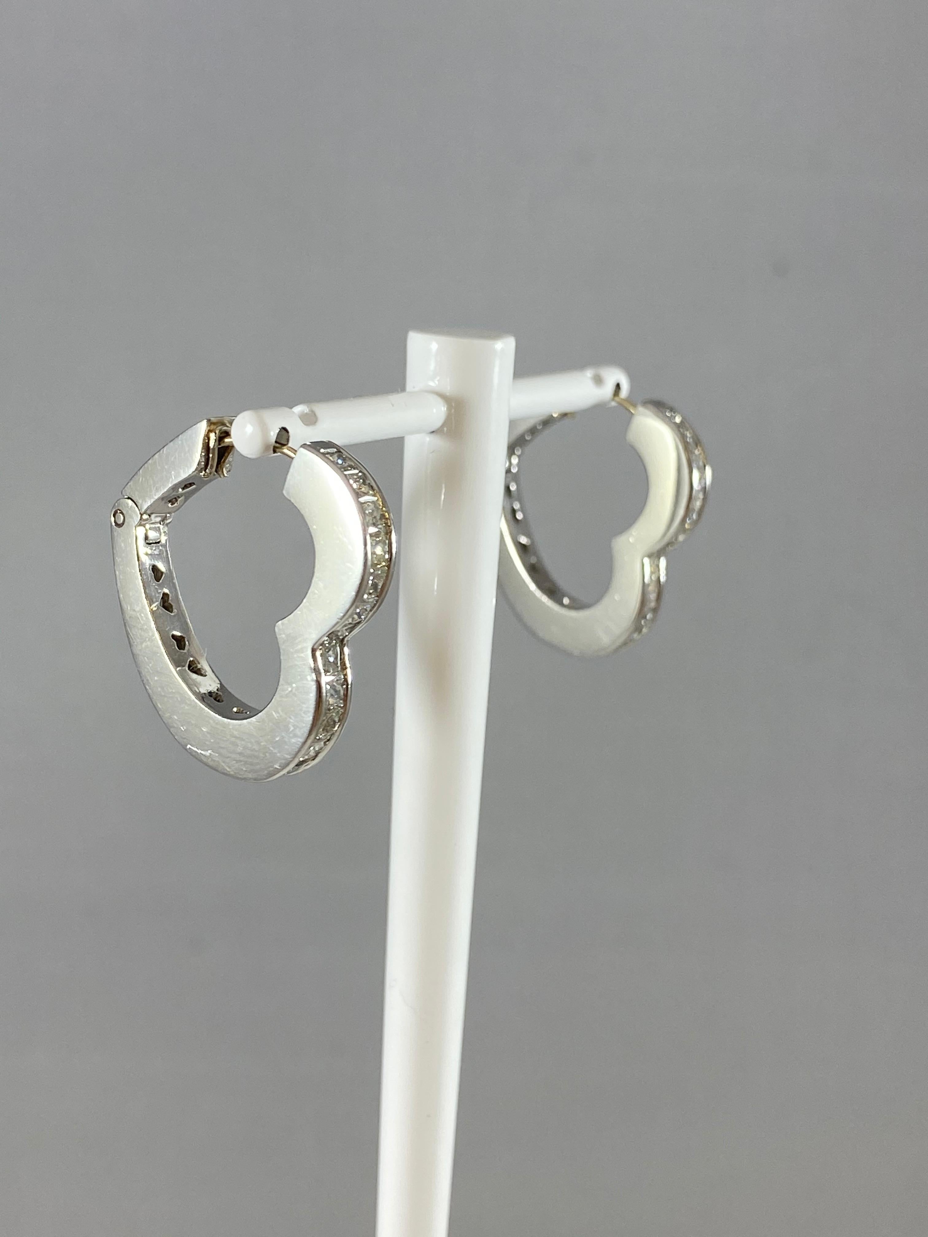 diamond heart hoop earrings