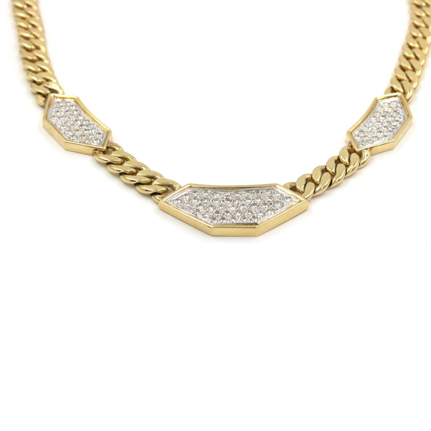 Art Deco Hammerman Brothers Diamond Necklace with 102 Pave Diamonds 3.00 CTW in 14K YG For Sale