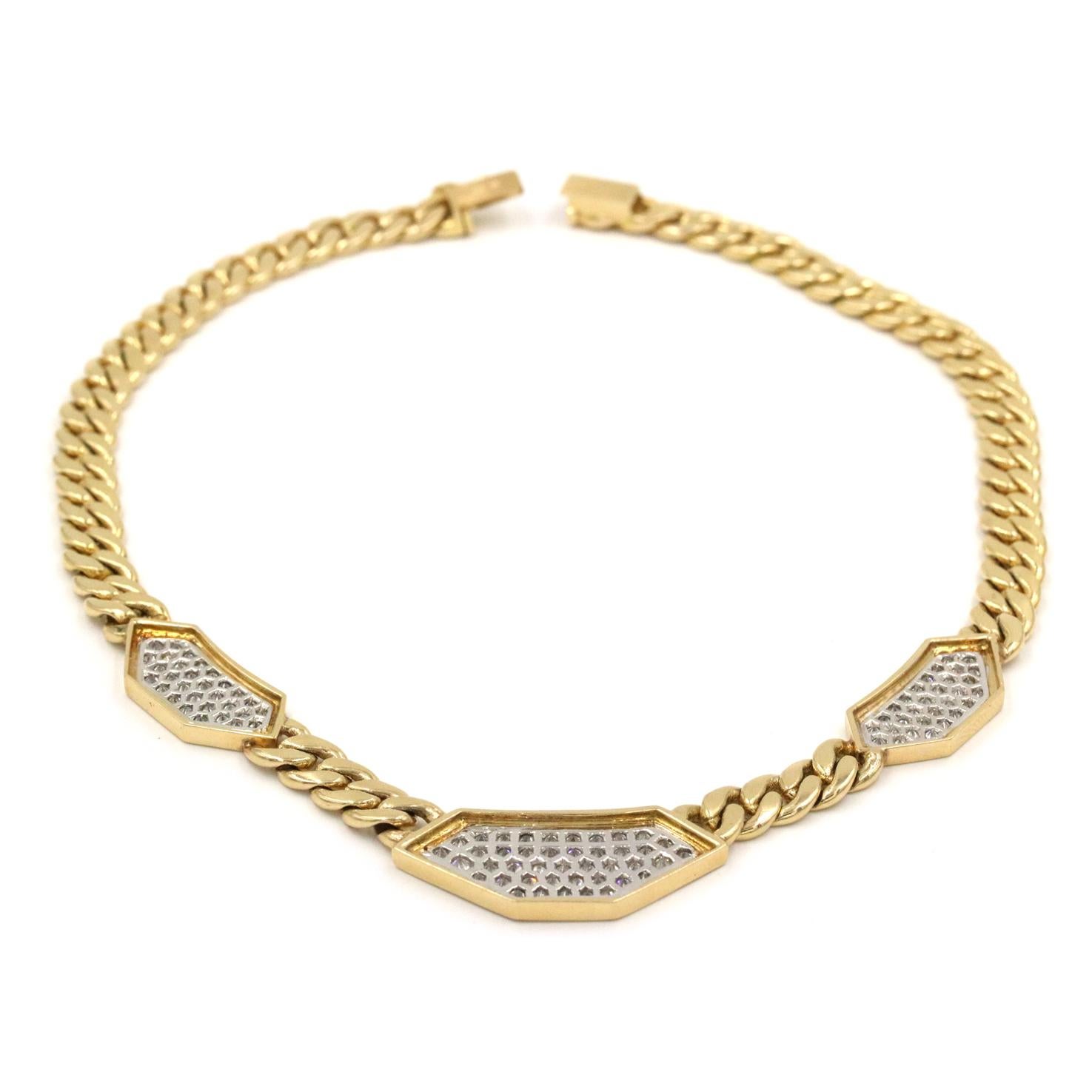 Taille ronde Hammerman Brothers Collier de diamants avec 102 diamants pavés de 3,00 carats poids total en 14 carats YG en vente