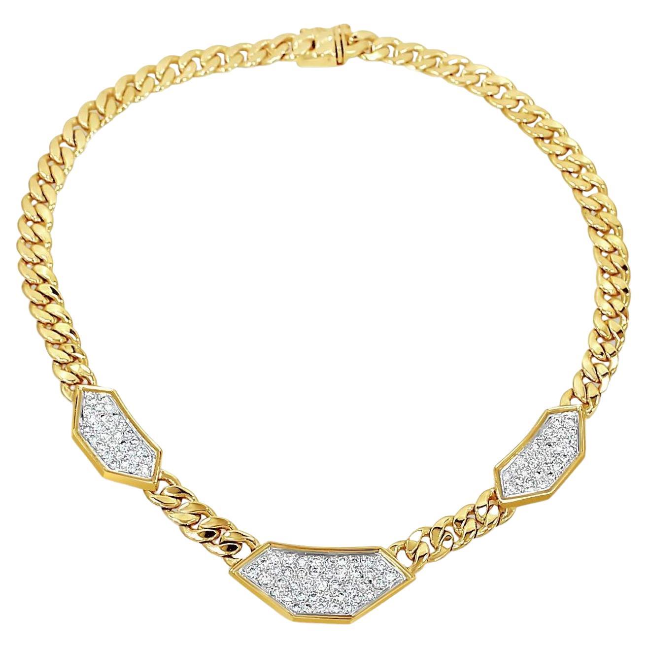 Hammerman Brothers Diamond Necklace with 102 Pave Diamonds 3.00 CTW in 14K YG