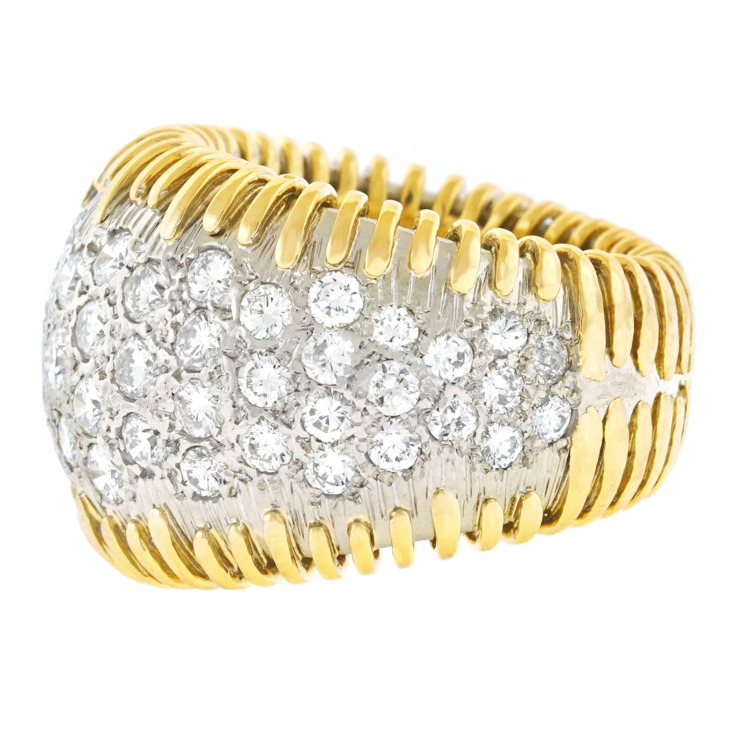 Hammerman Brothers Diamond Pave Gold Ring In Excellent Condition In Litchfield, CT
