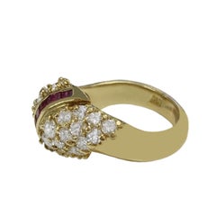 Hammerman Brothers Diamond Ruby Dome Yellow Gold Ring