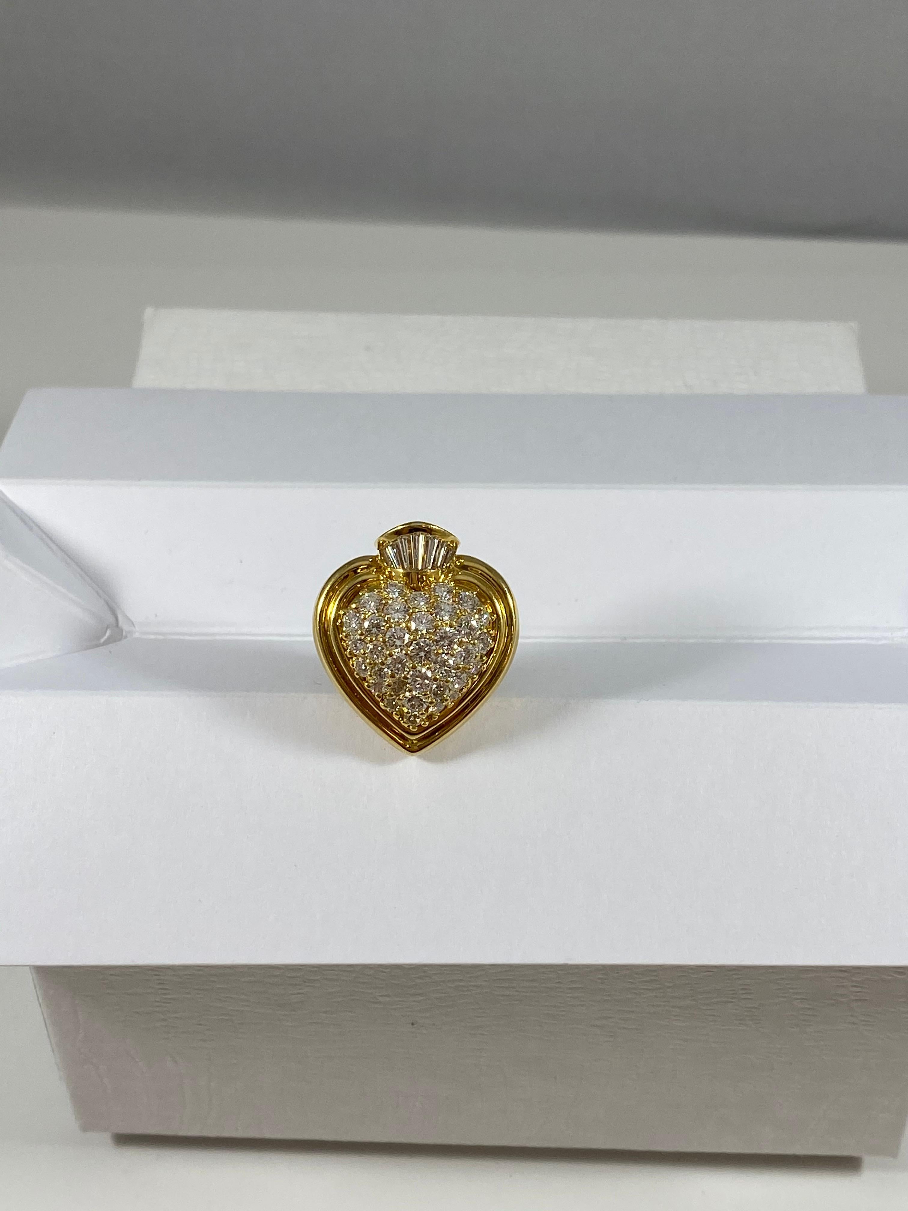 Round Cut Hammerman Brothers Diamond Sacred Heart Earrings For Sale