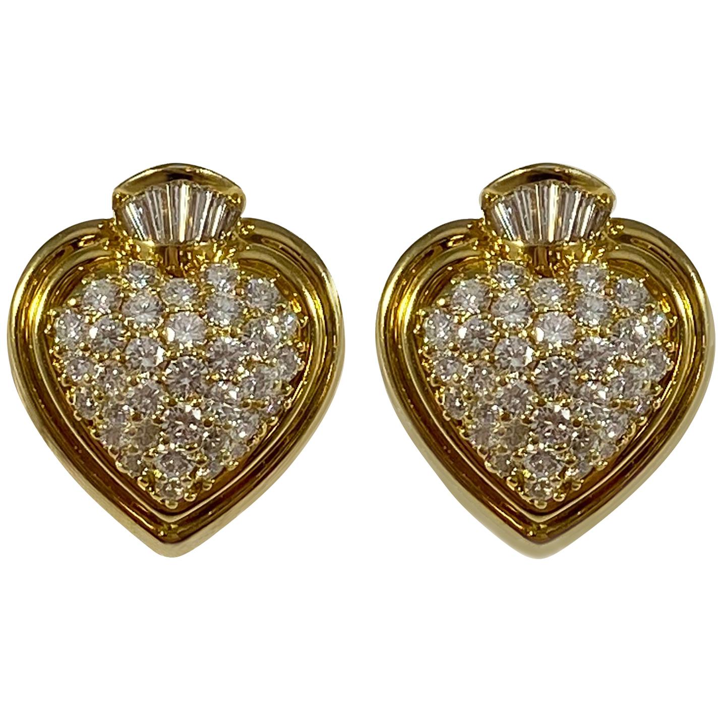 Hammerman Brothers Diamond Sacred Heart Earrings For Sale