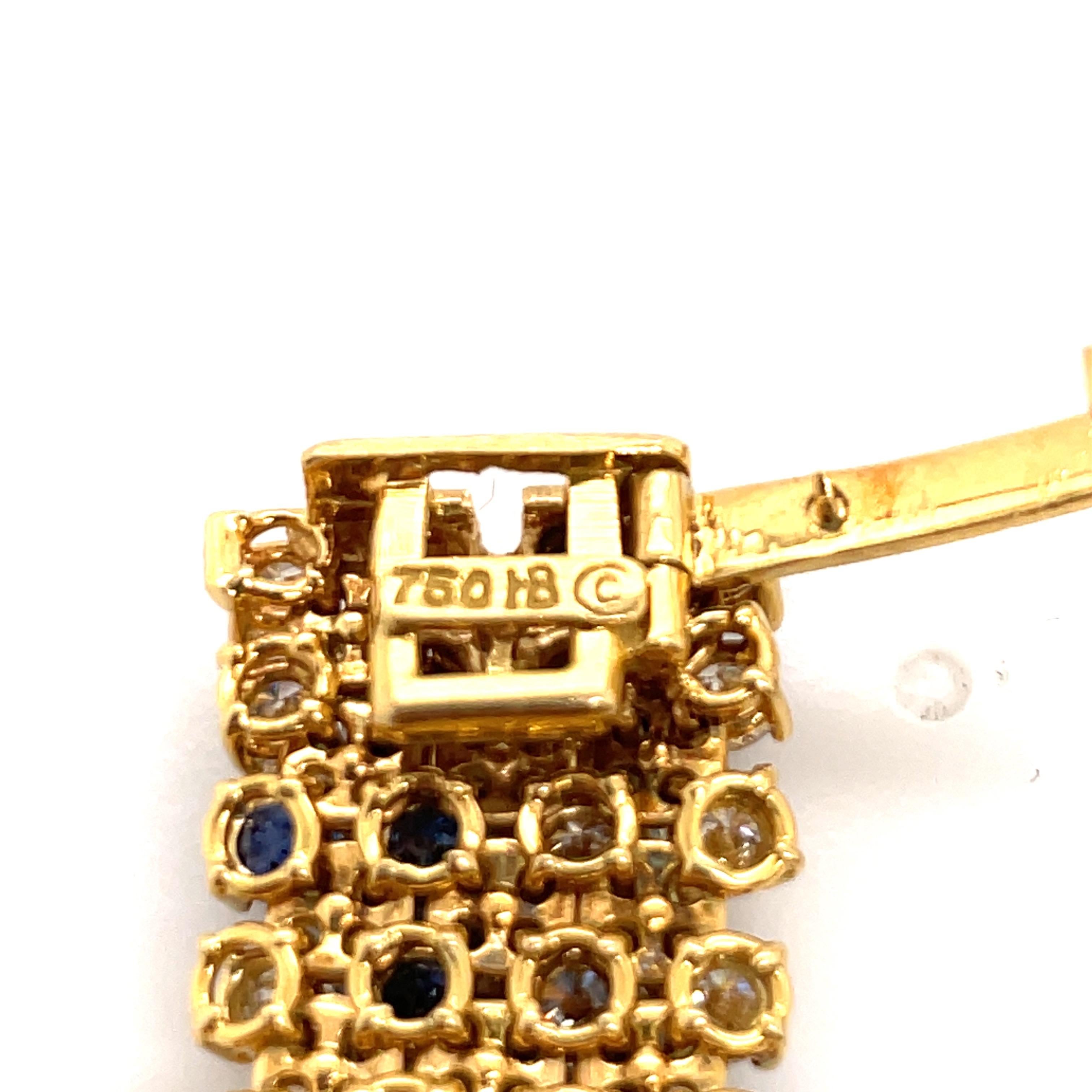 Women's Hammerman Brothers Diamond Sapphire Flexible Bracelet 35 Carats 18K Yellow Gold