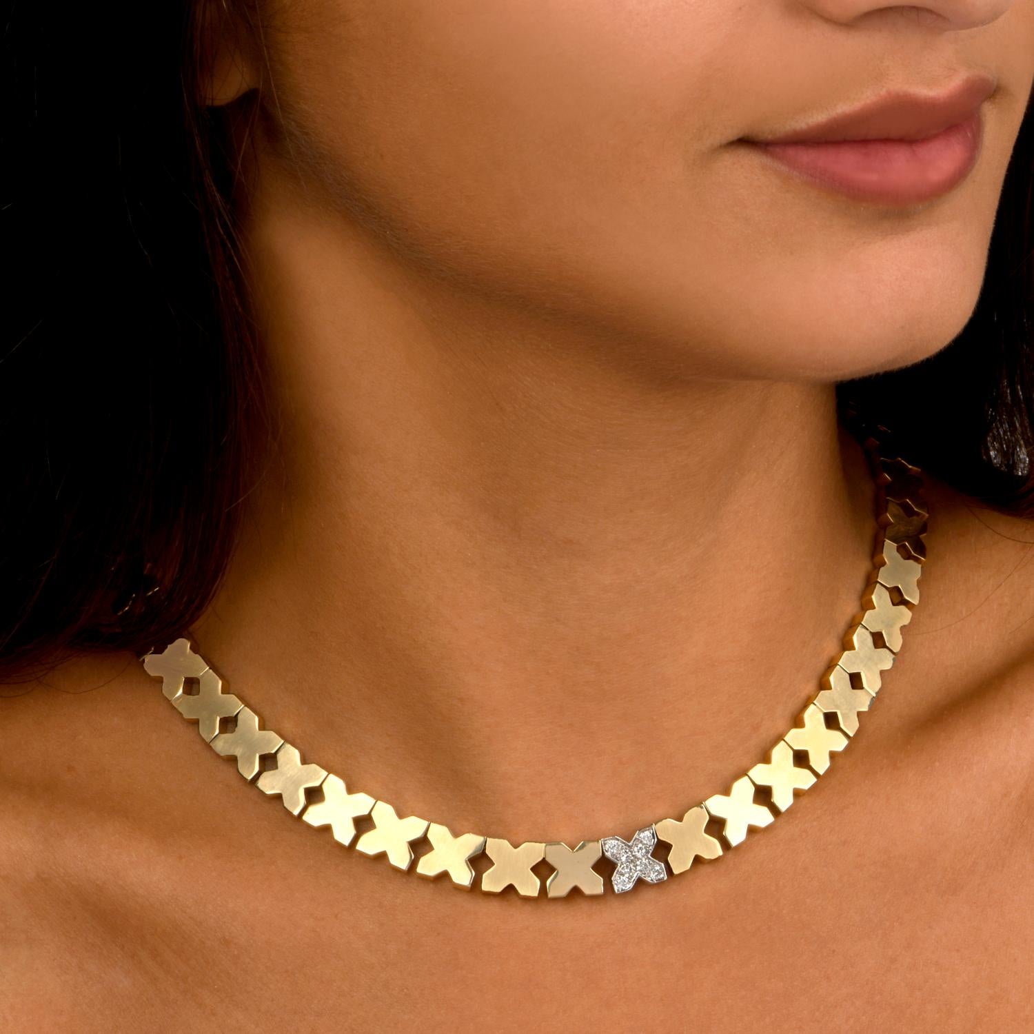 Women's Hammerman Brothers Diamond X Gold Choker Necklace