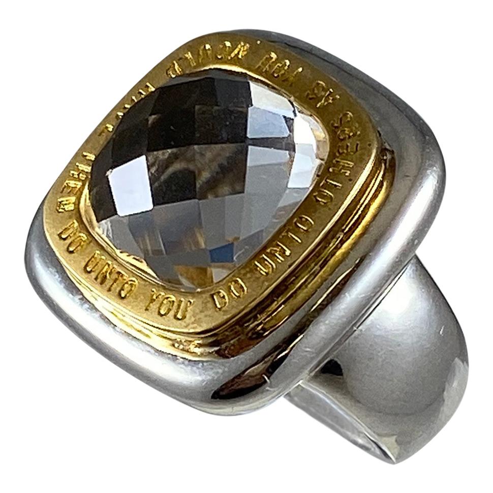 Hammerman Brothers Do Unto Others Square Crystal Matnra Ring For Sale