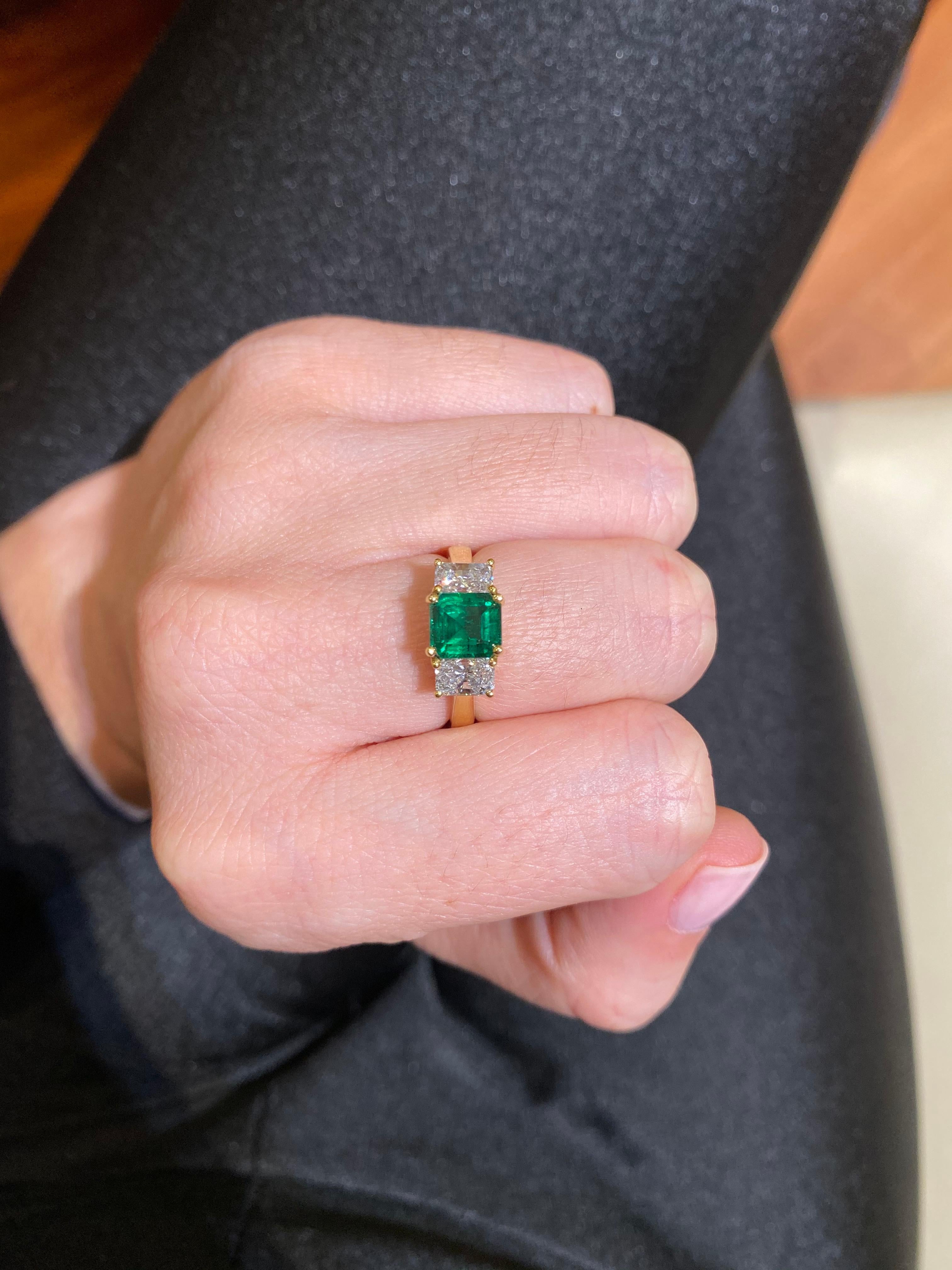 Emerald Cut Hammerman Brothers Emerald and Diamond Ring For Sale