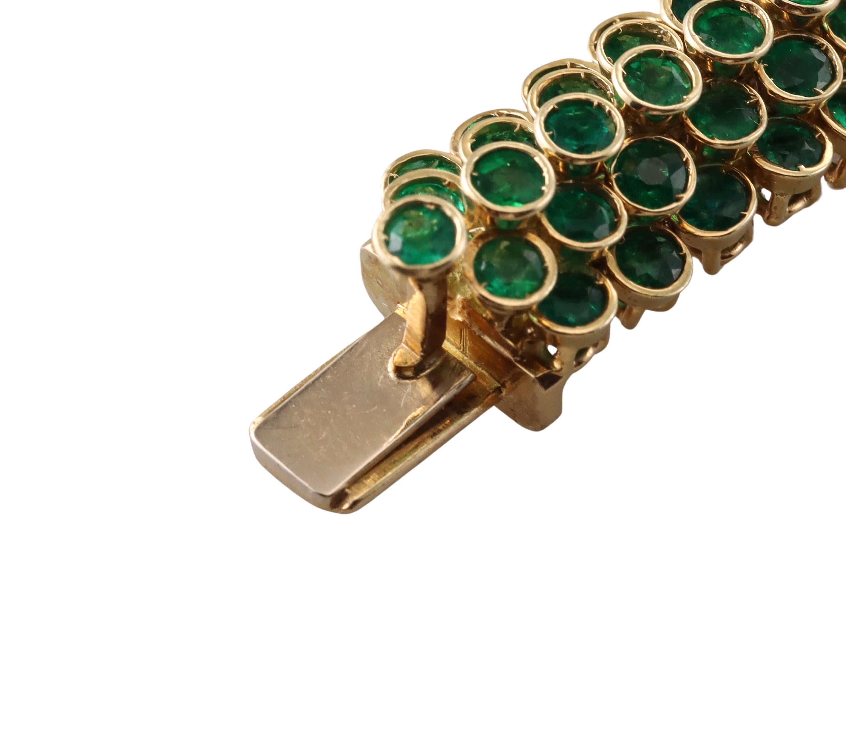 Women's Hammerman Brothers Emerald Domed Gold Bracelet For Sale