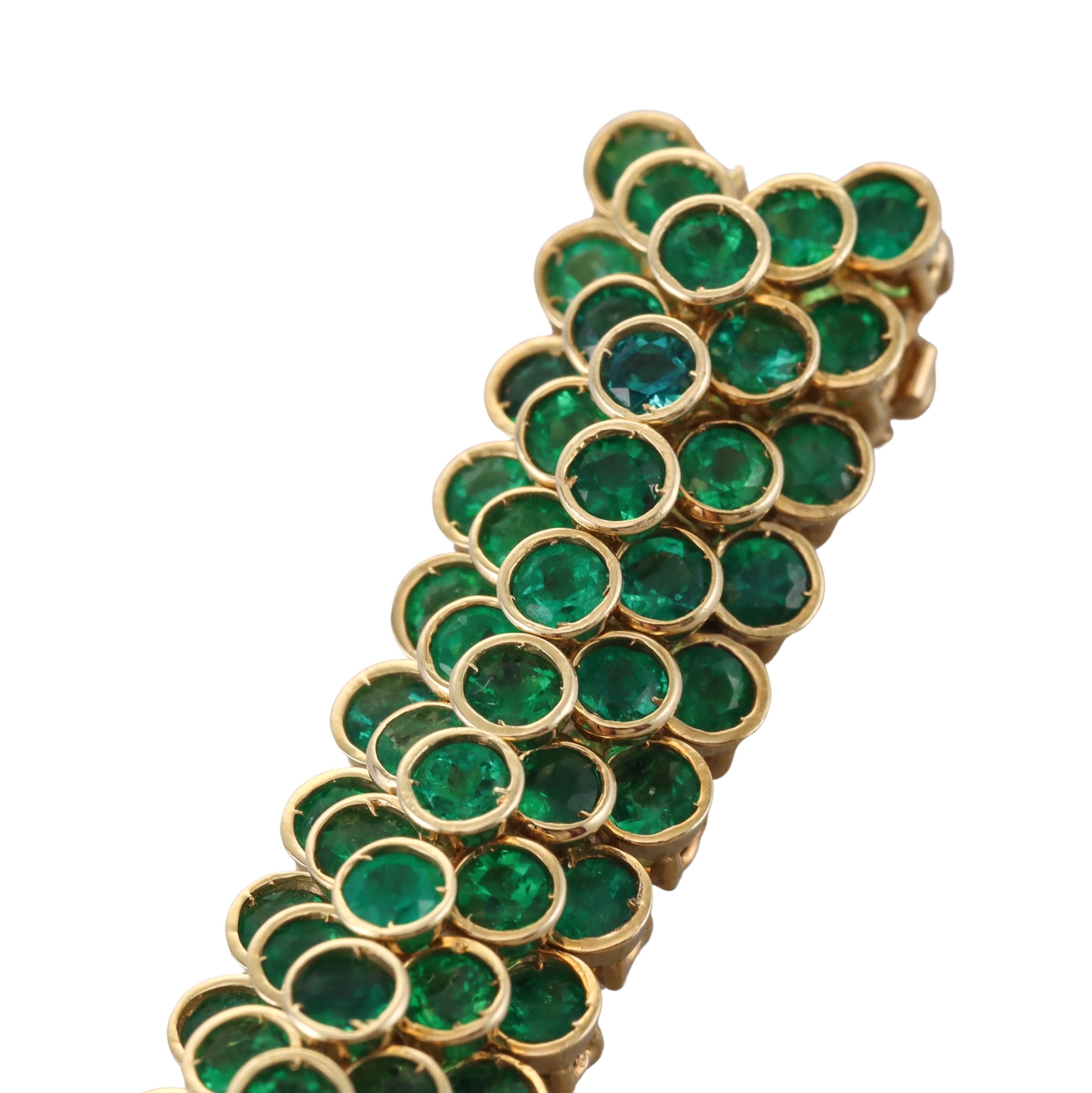 Hammerman Brothers Emerald Domed Gold Bracelet For Sale 1