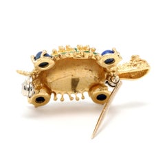 Hammerman Brothers Emerald Lapis Turtle Brooch, 18k Yellow Gold