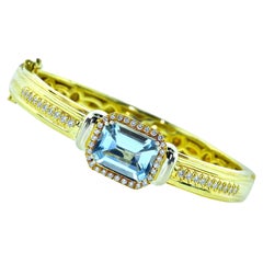 Hammerman Brothers Fine Aquamarine and Diamond Bangle Bracelet