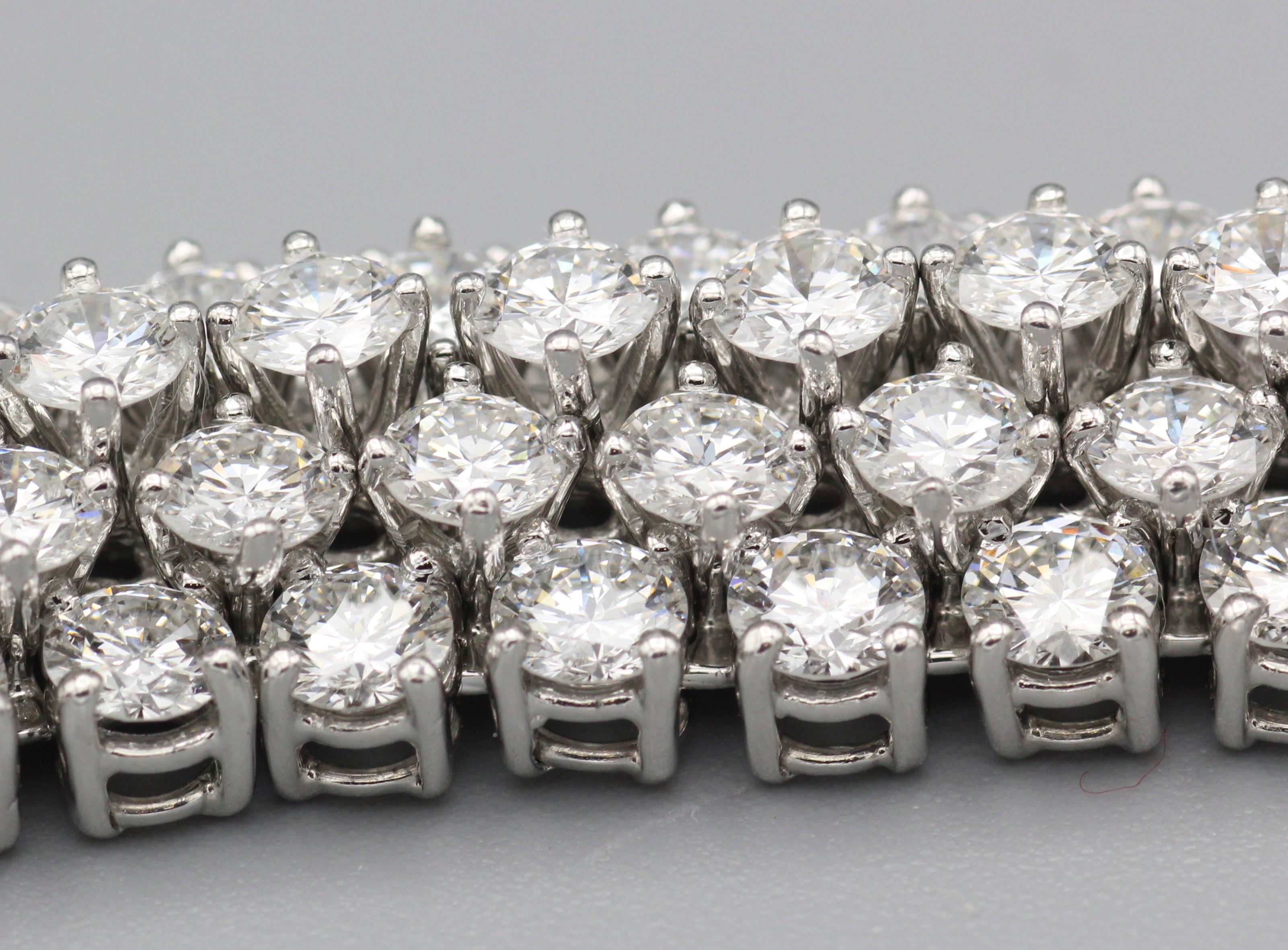 Hammerman Brothers Flexible Diamond Platinum 5 Row Strap Bracelet For Sale 6