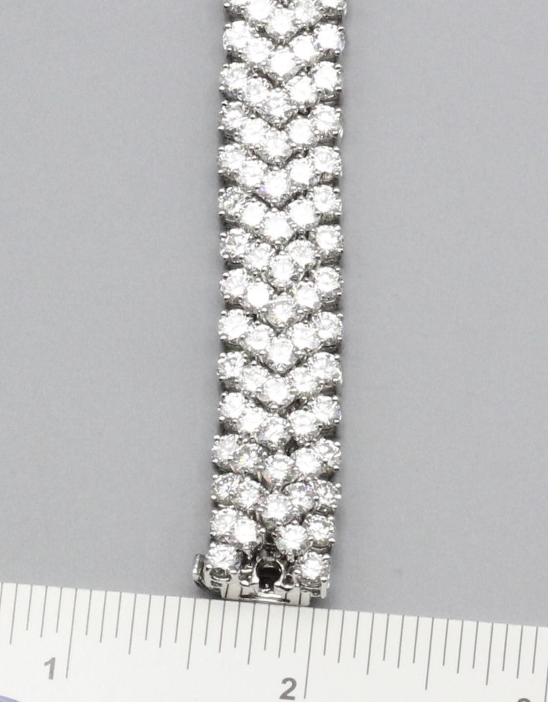 Brilliant Cut Hammerman Brothers Flexible Diamond Platinum 5 Row Strap Bracelet For Sale