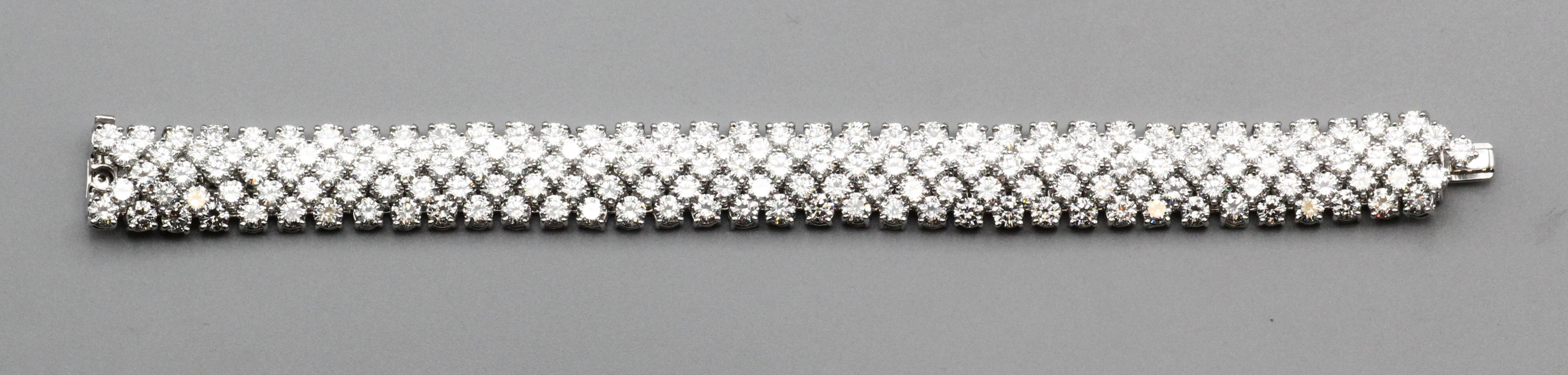 Hammerman Brothers Flexible Diamond Platinum 5 Row Strap Bracelet In Good Condition For Sale In New York, NY