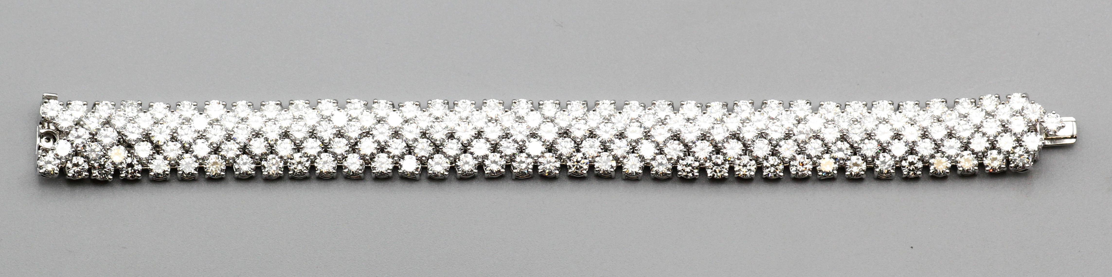 Women's or Men's Hammerman Brothers Flexible Diamond Platinum 5 Row Strap Bracelet For Sale