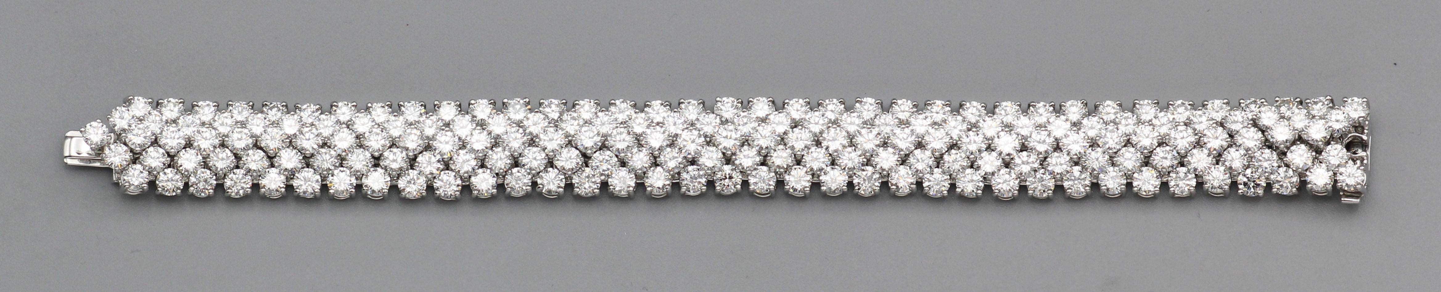 Hammerman Brothers Flexible Diamond Platinum 5 Row Strap Bracelet For Sale 1
