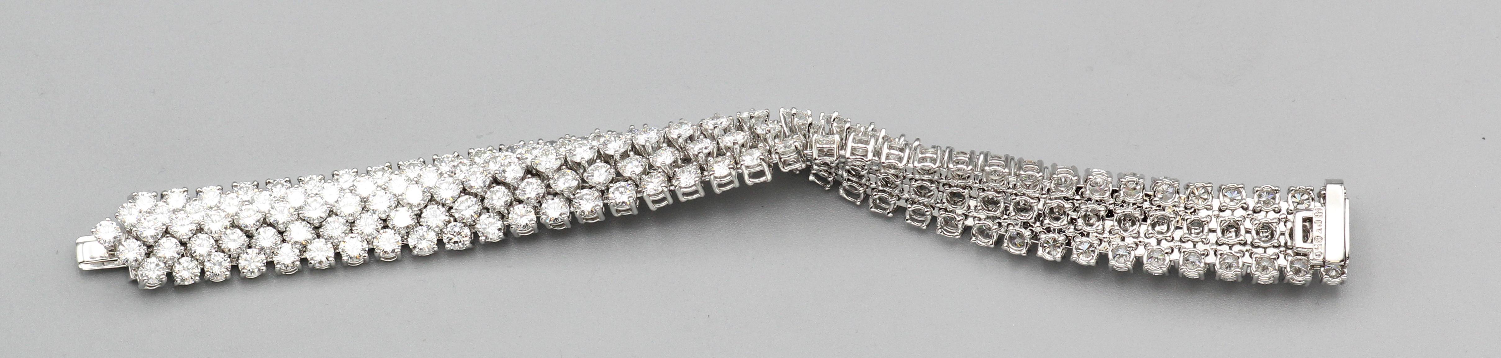 Hammerman Brothers Flexible Diamond Platinum 5 Row Strap Bracelet For Sale 2