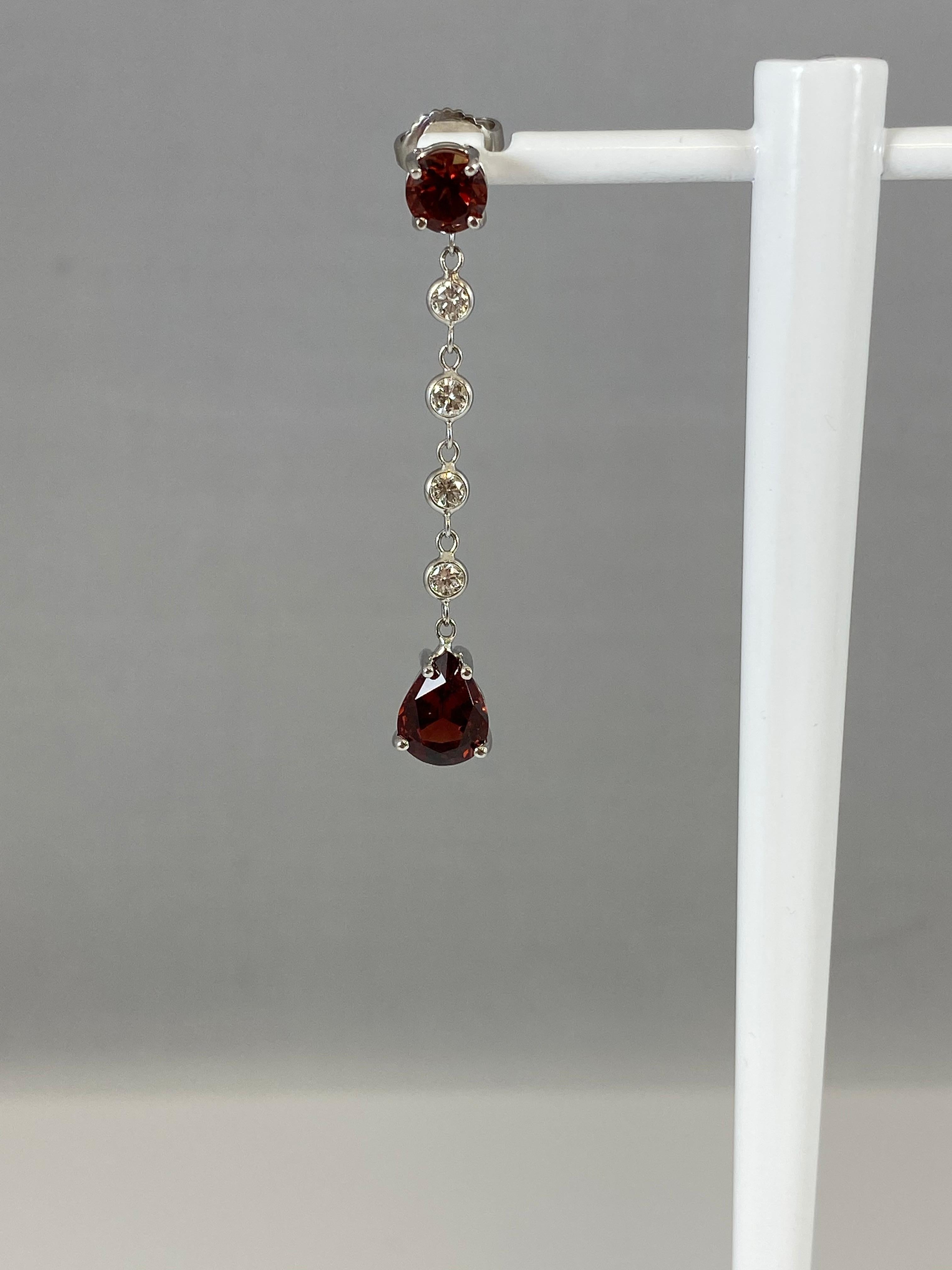 Round Cut Hammerman Brothers Garnet and Diamond Earrings For Sale